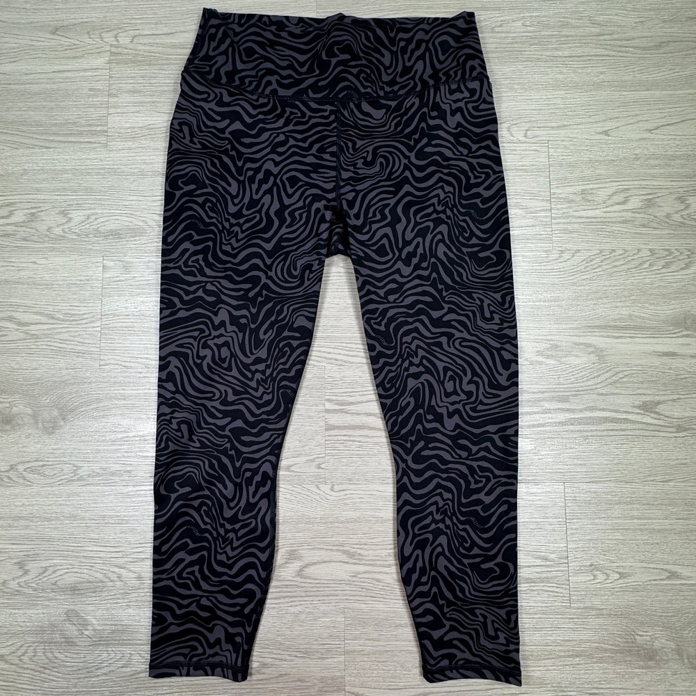 Fabletics Women Leggings PowerHold Swirl Marble Grey Black XL High Waisted Yoga
